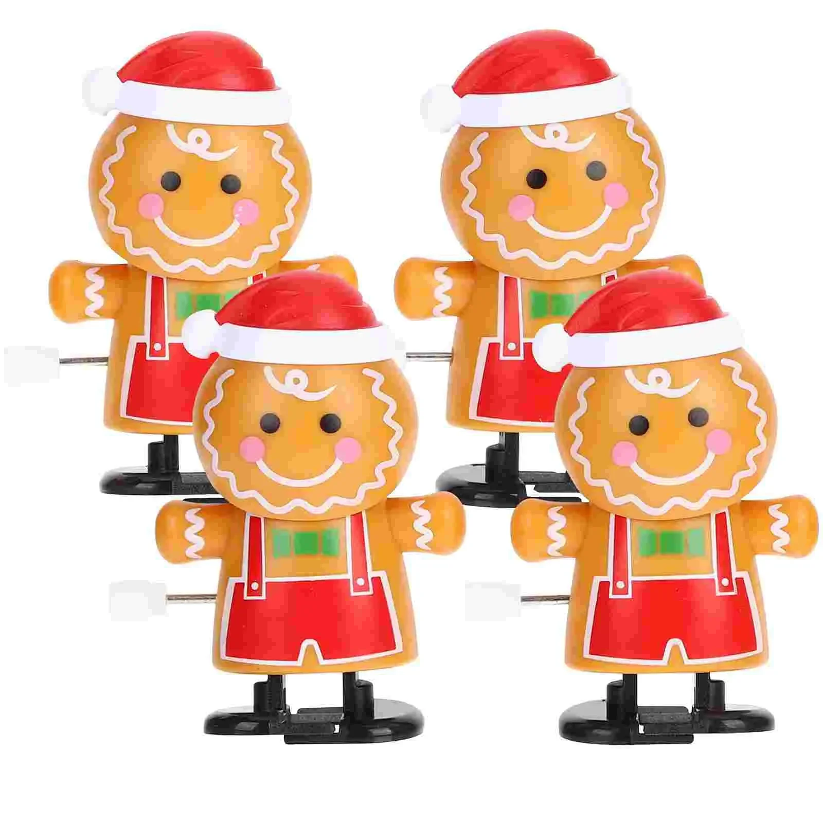 4pcs Wind-up Toy Christmas STO Wind up Toys Bulk Christmas Hopping Toys Gingerbread Man Walking Toys Christmas Decoration