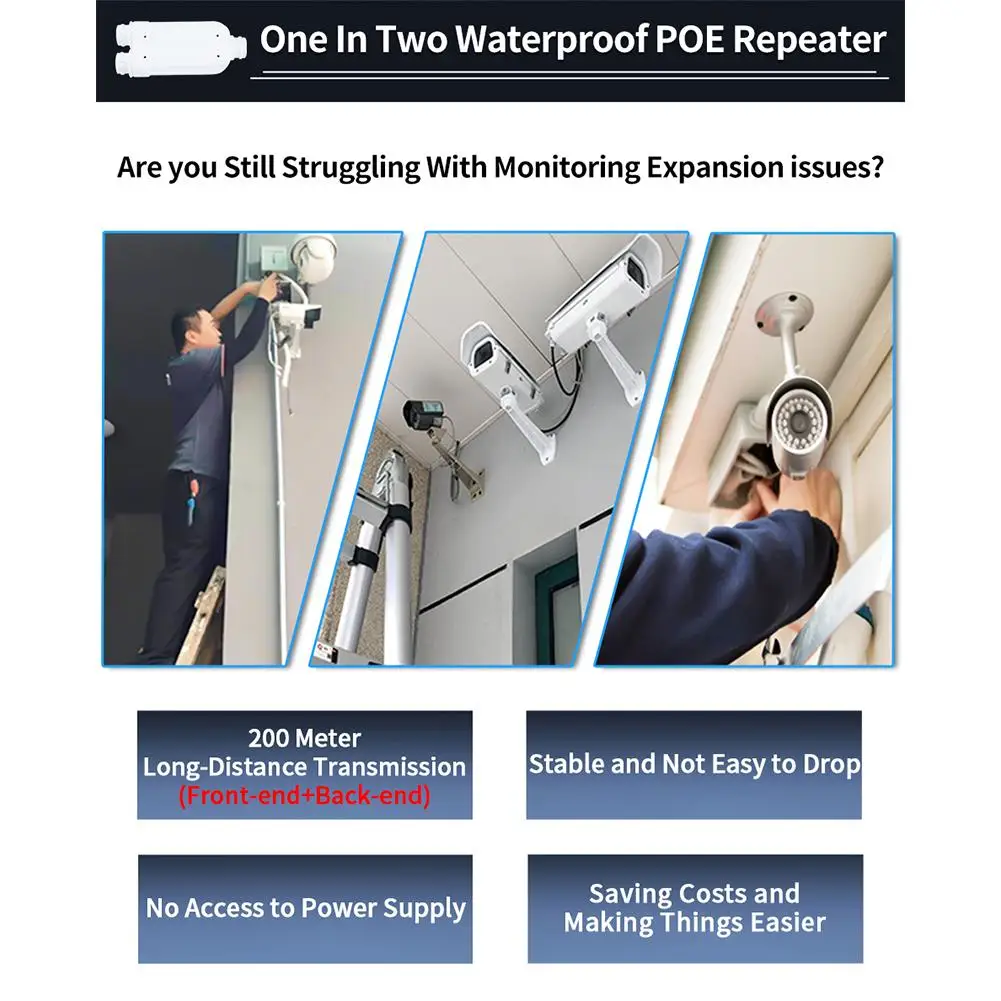 Imagem -06 - Poe Repetidor de Portas Ip66 12 Extensor com Iee802.3af at 48v Interruptor ao ar Livre Acessórios da Câmera