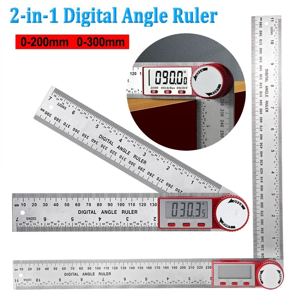 0-300mm Digital Angle Finder Protractor Ruler Meter Steel/ABS Electron Goniometer Protractor Angle Finder Scale Measuring Tool