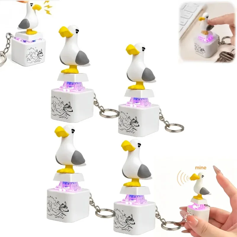 Seagull Mine Keychain, USB Clicky Keyboard Fidget Button, LED Sound Keychain