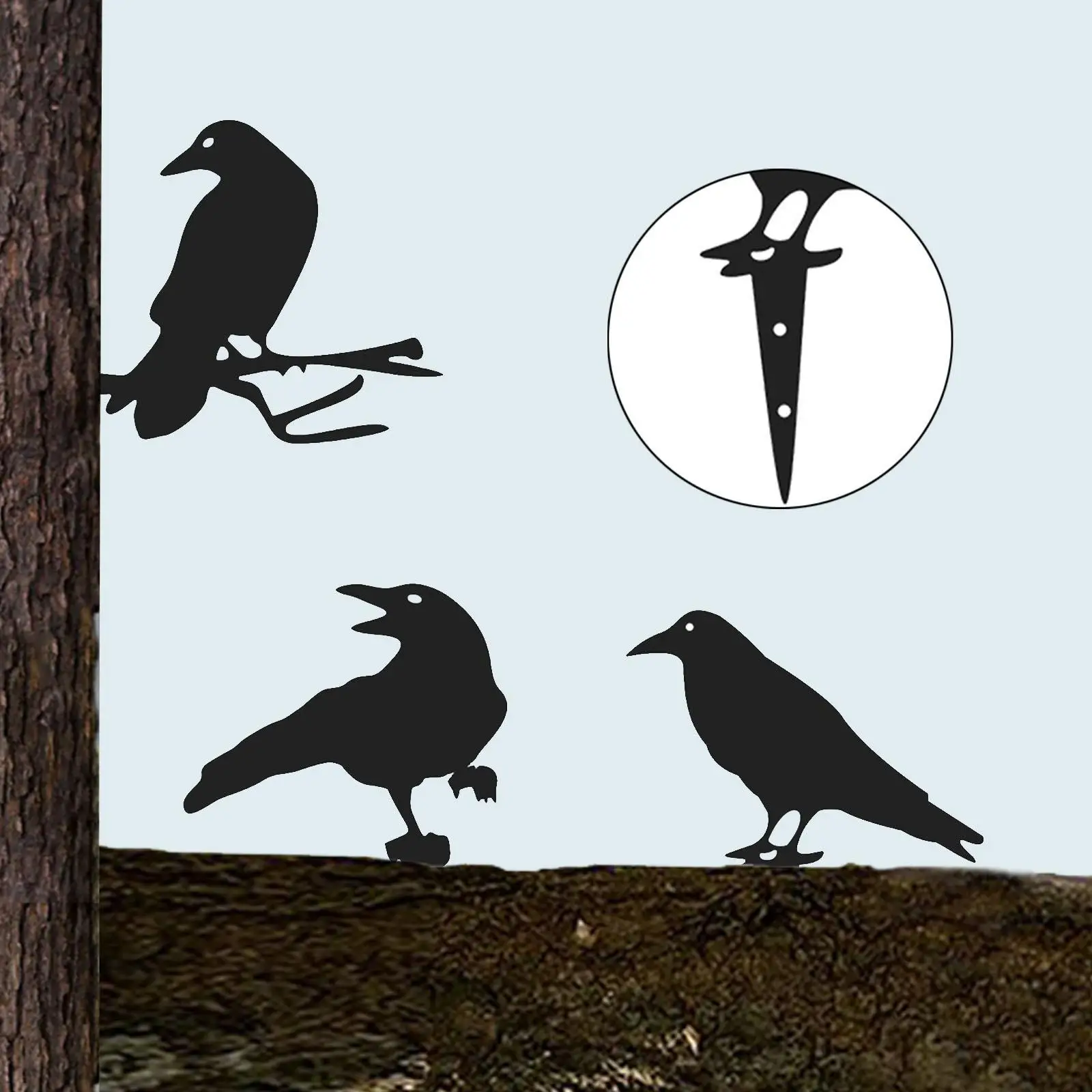 3Pcs Metal Yard Art Black Bird Silhouette for Porch Backyard Wall