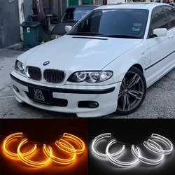 131mmx4 Car Styling Dual Color LED DTM Angel Eyes Headlights for BMW E36 E38 E39 E46 M3 Turn Signal Rings Auto Accessories