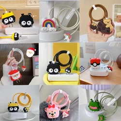 4Pcs Set 3D Cartoon Cable Protector for iPhone / iPad 18W/20W Charger Protector Case Cable Management Phone Wire Cord Organizers