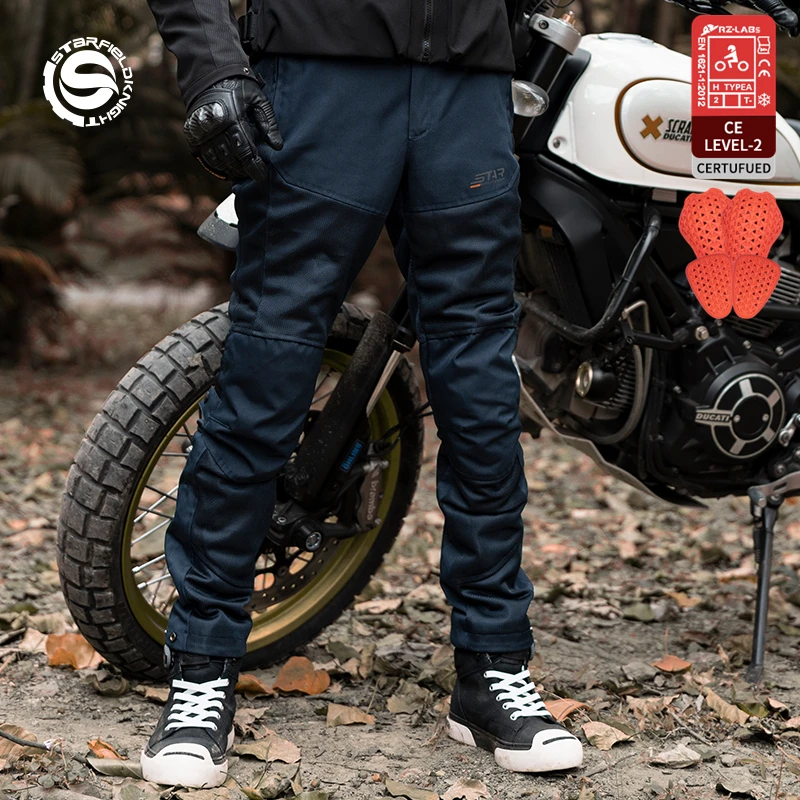 

SFK Motorcycle Trousers Summer Mesh Breathable Men's Riding Gears Pants With Removable CE Protective Armor Equipment Accessories