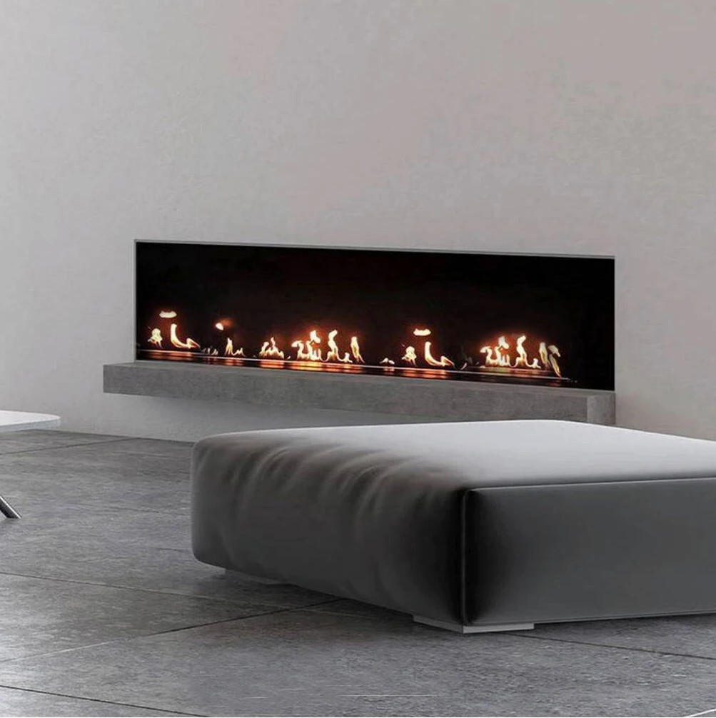 Inn-Living Modern 72-Inch WiFi Remote Insert Fireplace Silver Black Ethanol Gas Fireplaces Bio Ethanole Stove Hotels Indoor Use