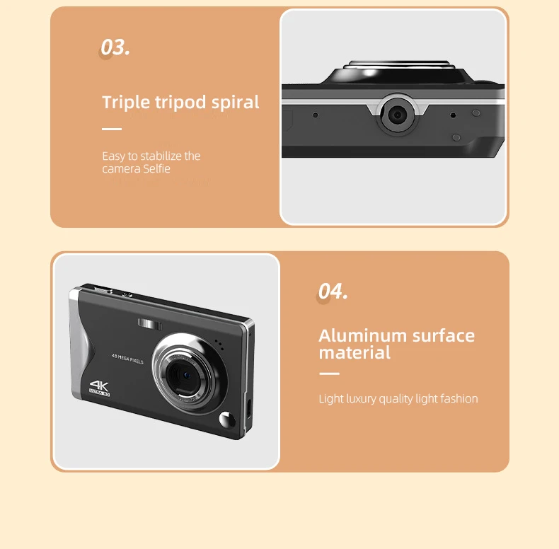 4K High-Definition 3-Inch Iarge Scherm Autofocus, Lichtgewicht 16x High-Definition Entry-Ievel Digitale Camera, Opnames Maken