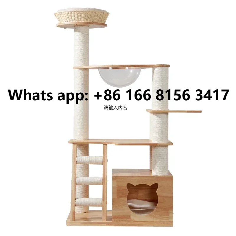 

Customized Wooden Cat Tree Sustainable Toy with Sisal Rope Scratcher and Climbing Frame for Playful Cats Cat climbing frame