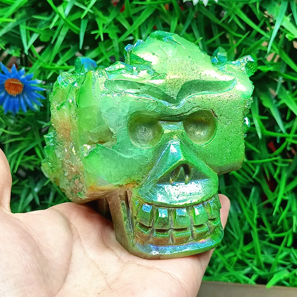 Hand-carved natural quartz crystal skull home decoration item for interior use. Ideal gift for others.