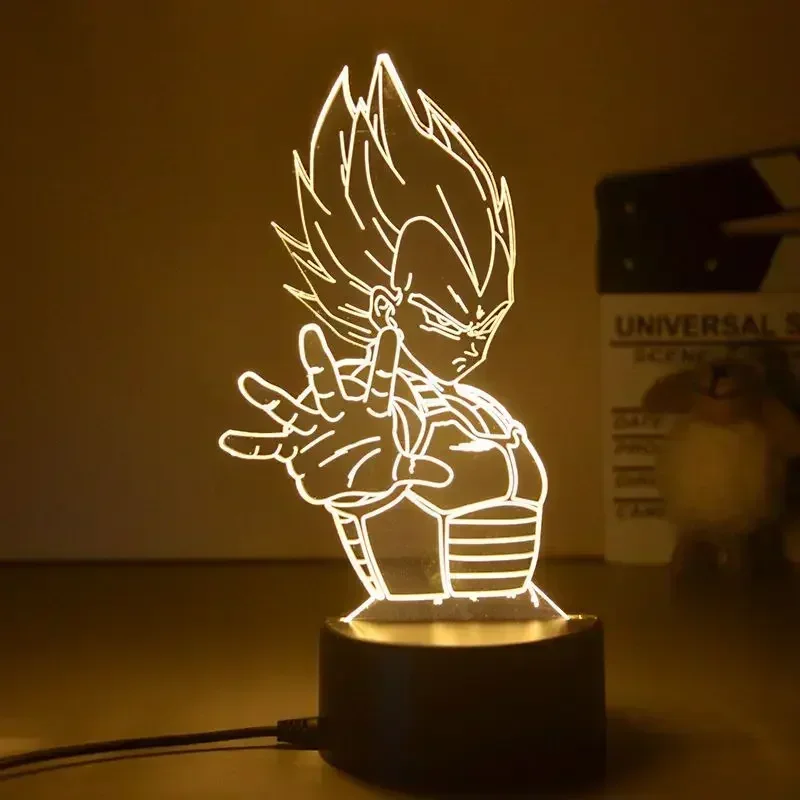 Dragon Ball Z Super Saiyan Vegeta Goku Jiren Broly 3D LED Night Light Warm White Table Lamp Action Figure Toys Gifts