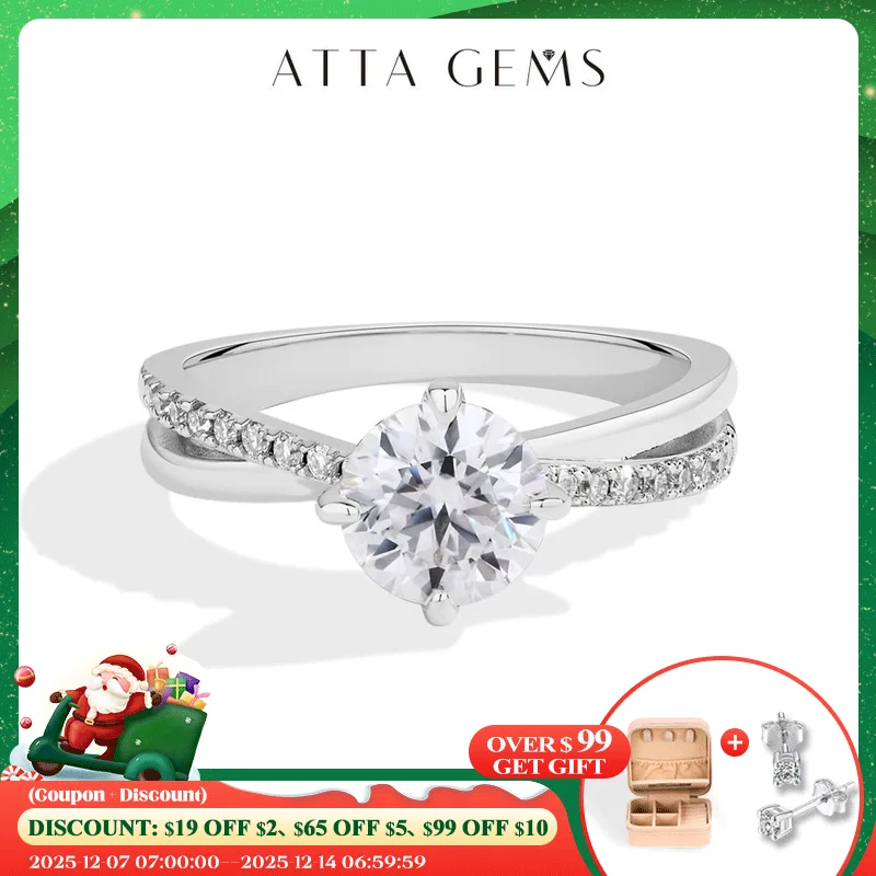 

ATTAGEMS Classic Moissanite Wedding Ring Four Claws Original s925 Sterling Silver Jewelry for Women Engagement Band High Quality