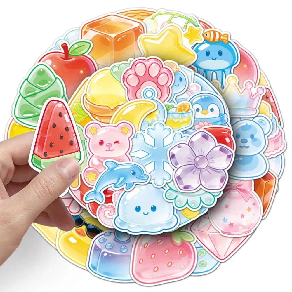 

10/50Pcs Cute Jelly Snowflake Pattern Stickers Star Droplets Decoration for Phone Guitar Diary Coloful Graffiti Decals Kids Gift
