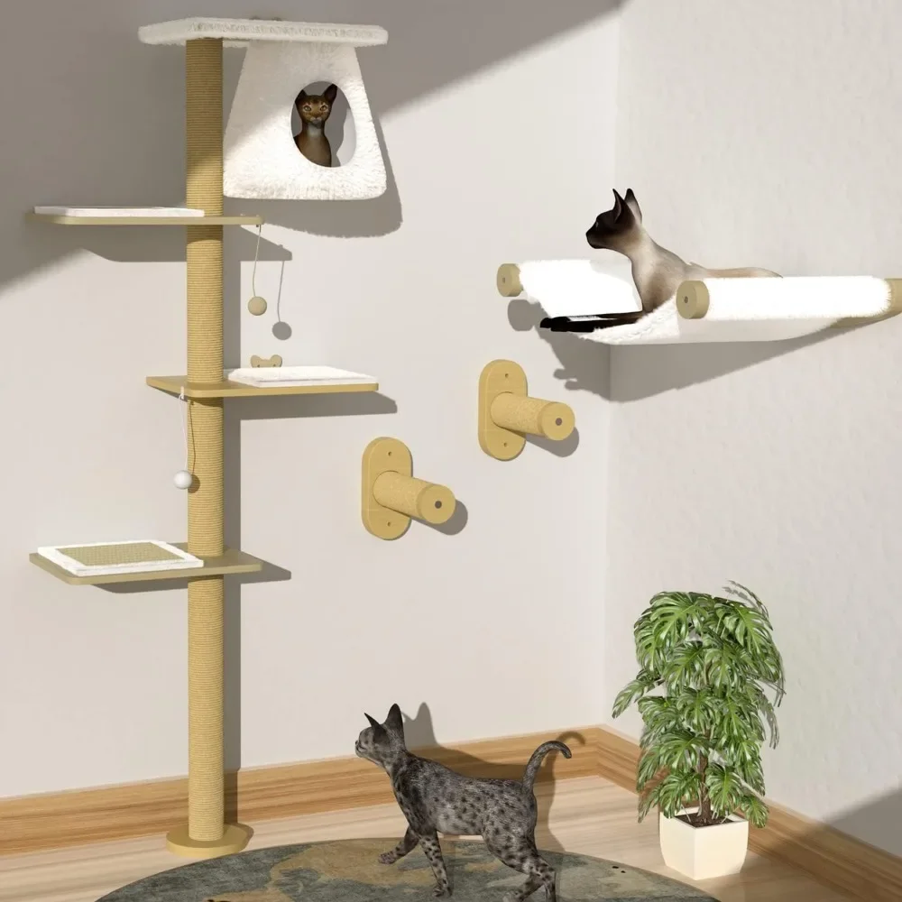 

Cat Wall Shelf With Hammock,Cat Wall Shelves And Perches For Indoor, Mounted Cat Wall Hammock For Climbing, Sleeping And Playing