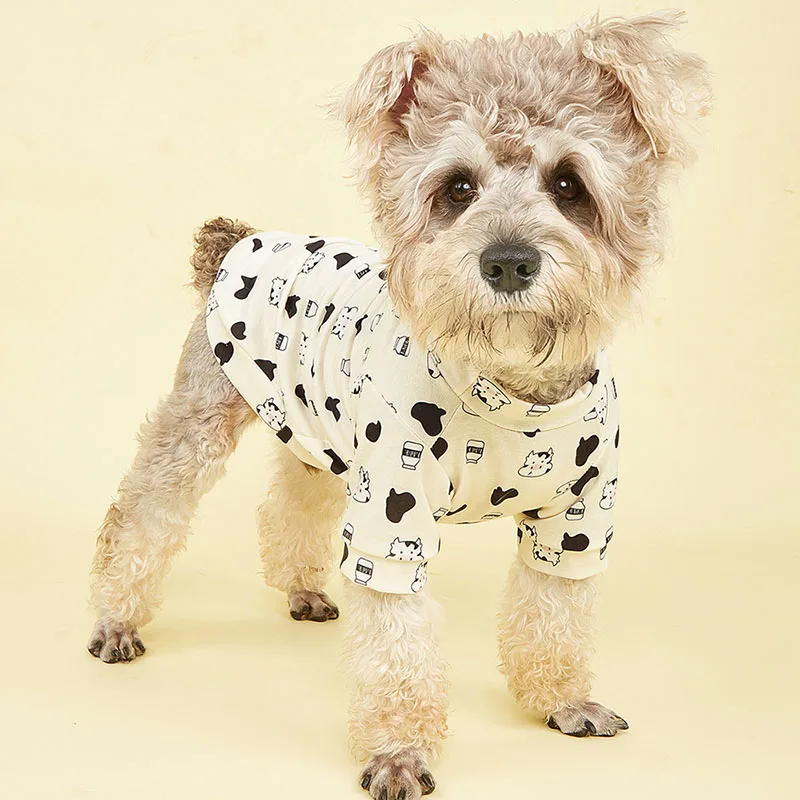 

New Summer Fashion Cute Shirt Pet Clothing Printed with Black White Cow Handsome Dog Clothing Hot Selling Pet Apparel Supplies