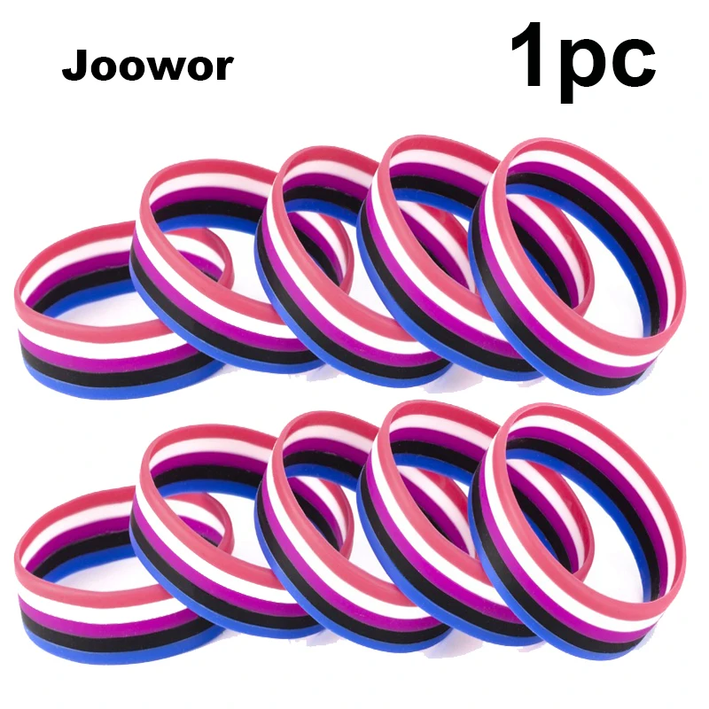 1pc Gender Fluid Pirde  Flag Silicone Rubber Bracelets Sports Wrist Band Bangle for Women Men