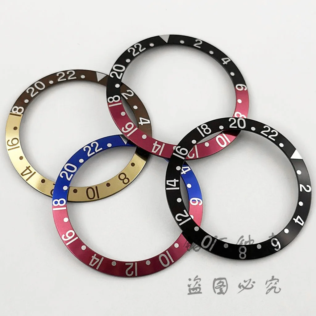 38mm GMT Retro Slope 38mm*30.6mm High quality Aluminum Bezel Insert fit 40mm Case NH36 NH35 NH34 GMT Automatic Movement Watch