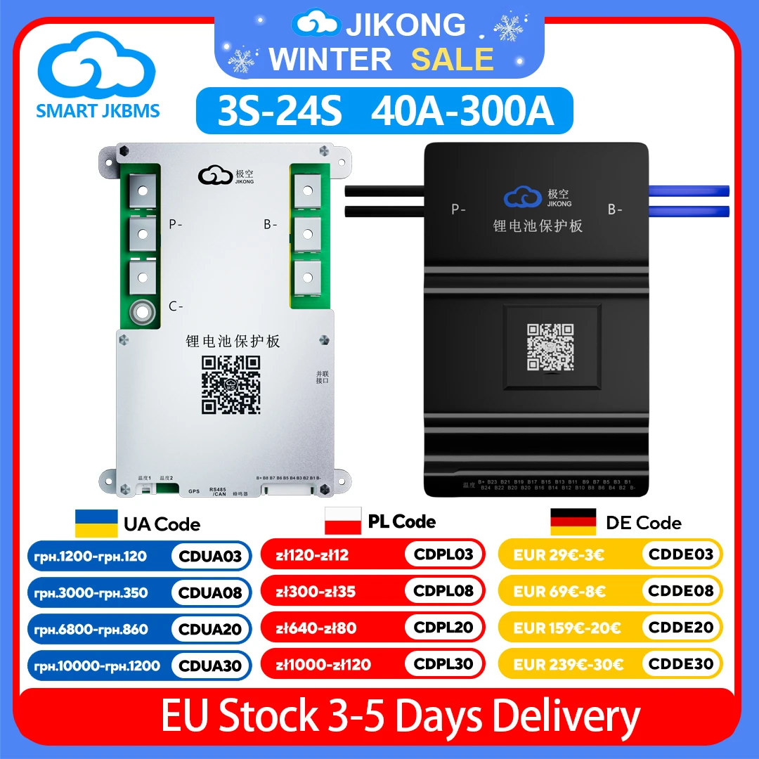 Jkbms 1.5a ~ 2a aktive Waage 4s ~ 24s lifepo4 li-ion lto batterie 40a ~ 200a strom bt rs485 kann jikong smart bms polen lager