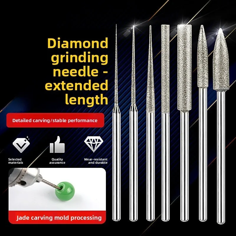 Electric Grind Pneumatic Air Pen Jade Stone Carving Hole Enlarg Polishing /.3mm Shank Spherical Diamond Grinding Head Burr Bit
