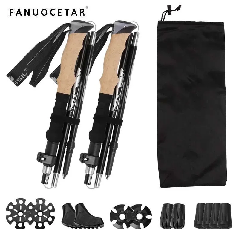 Fanuocetar Trekking Poles Lightweight Collapsible Hiking Poles for Snowshoe Backpacking Gear Pair of 2 Walking Sticks for Hiking