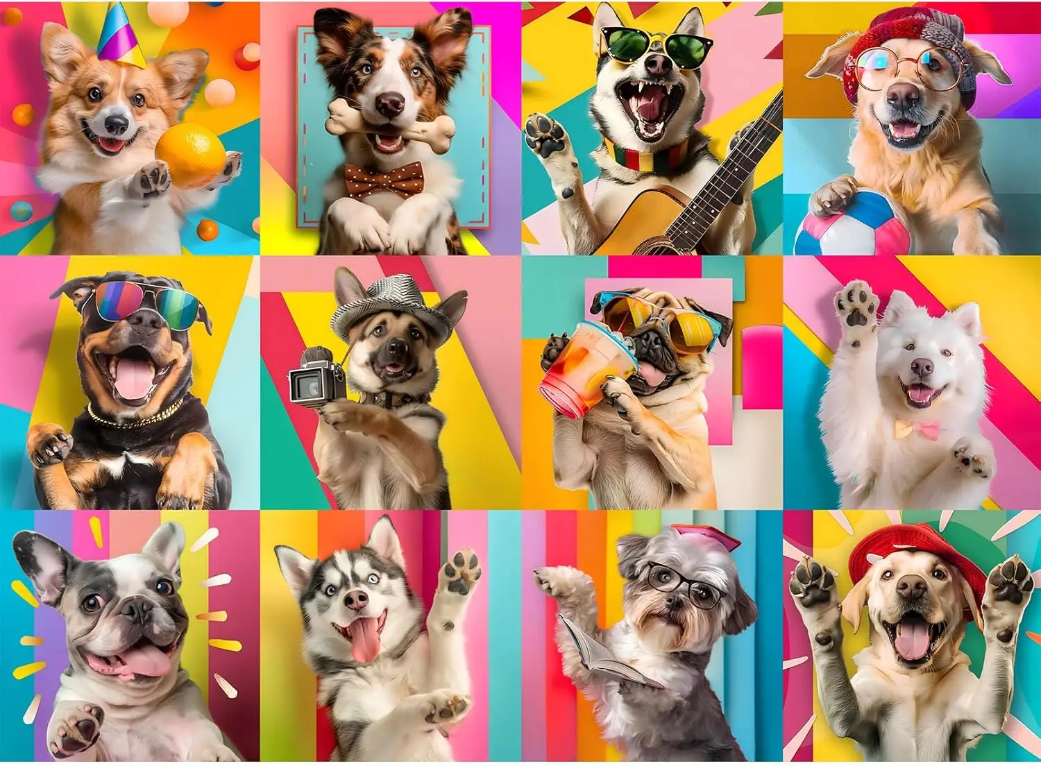 

Cheerful Dogs Various-sized Wooden Jigsaw Puzzles , No Dust, Home Decor Birthday Party Gift Toy for Men Women Elders Seniors