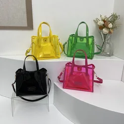 Korea Style Shoulder Bag Trendy Clear Square Transparent Shopper Handbag PVC Crossbody Bag