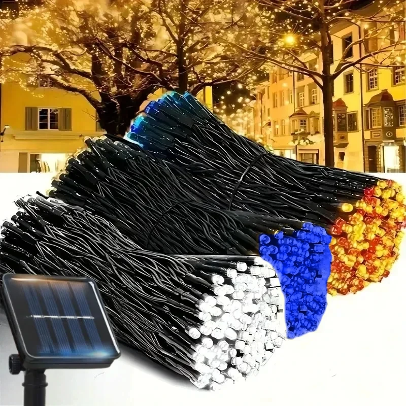 Led Solar String Lights Outdoor Solar Christmas Lights with 8 Modes Twinkle Fairy Lights for Garden Weddin Christmas Decoration