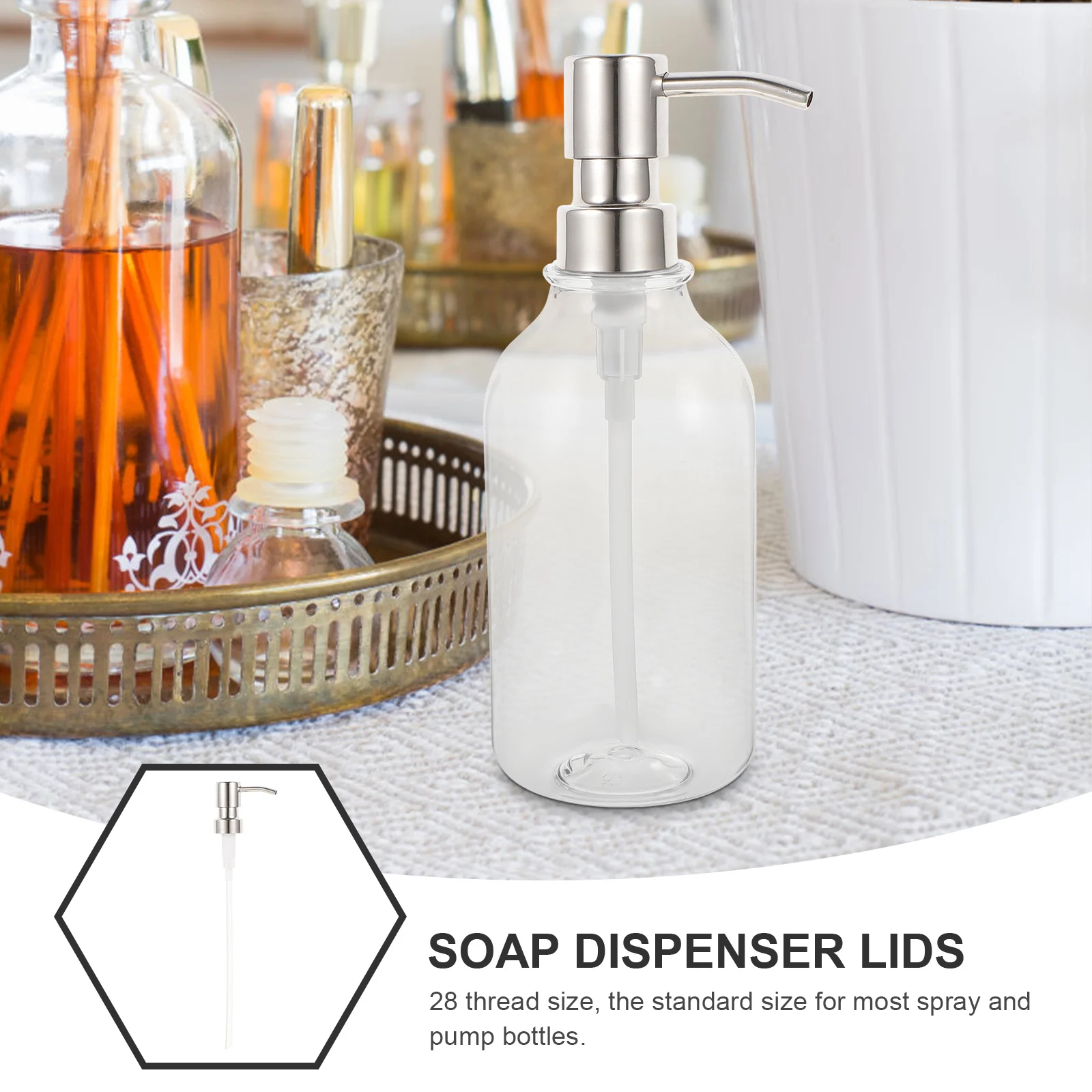 

28Mm Stainless Steel Lotion Head Replacement For Bottle Dispenser Use Durable Spray Dispenser Lids Pump Insert