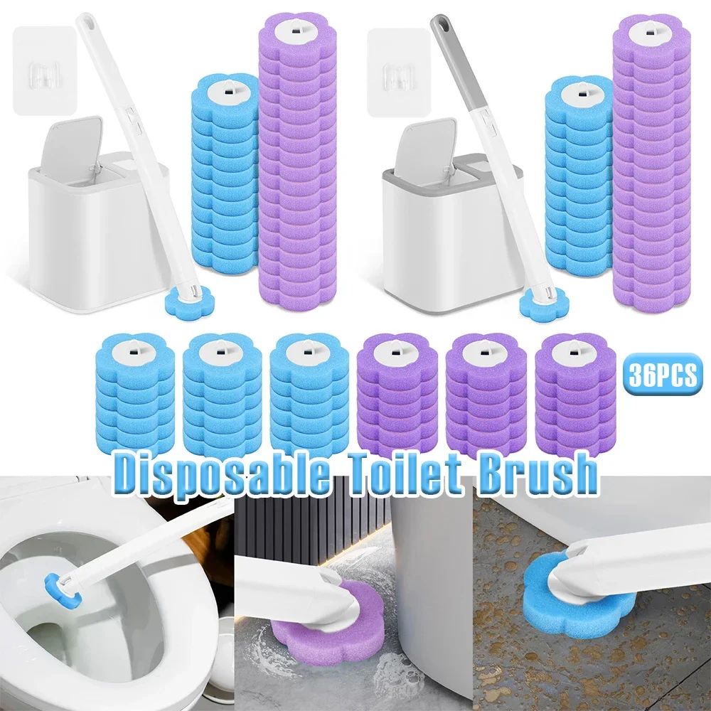 

New Toilet Brush Disposable Cleaning Kit With Lengthened Handle Auto Lid Opening Toilet Bowl Cleaner Pad Kit