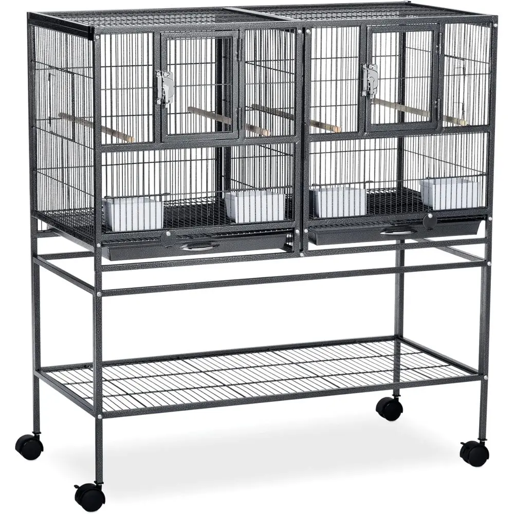 

Deluxe Divided Breeder Cage with Stand, Black Hammertone, 1/2