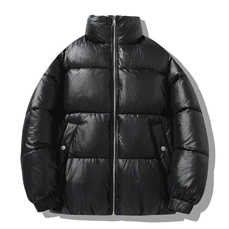 Moda Otoño Invierno 2024, chaquetas informales acolchadas de algodón brillante para hombre, ropa de calle, Parkas gruesas impermeables, abrigos