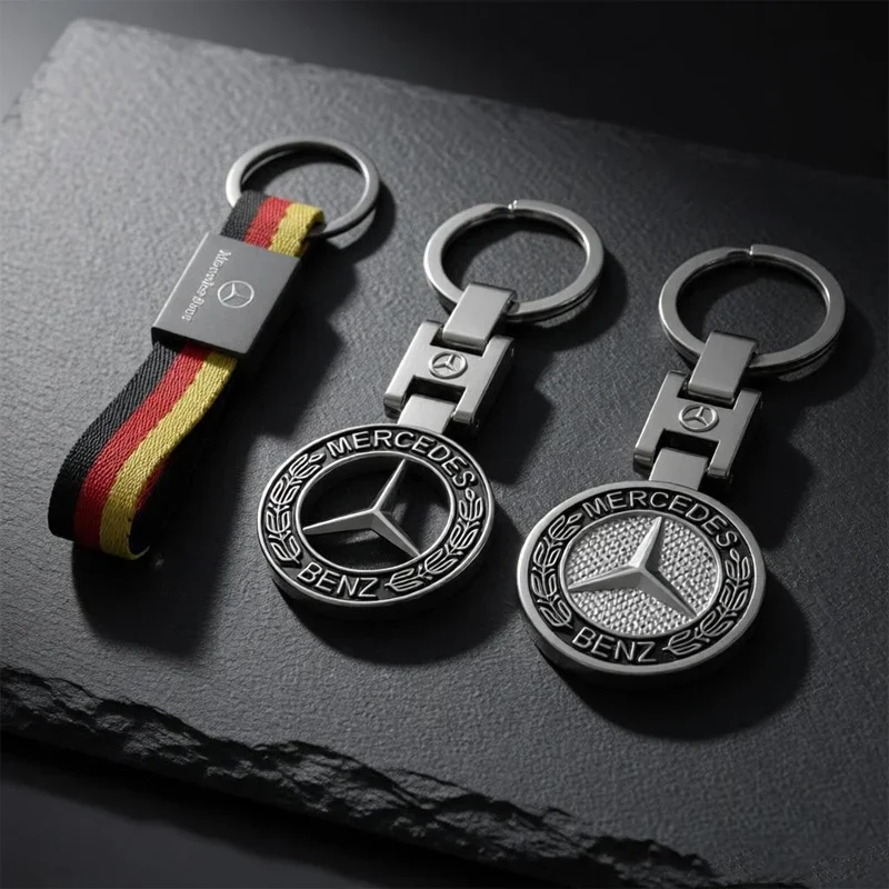 for Mercedes Benz Car Logo Keychain AMG W211 W124 W204 W203 W205 CLA CLK GLK SL ML W212 W210 Keyring Metal Key Rings Pendant