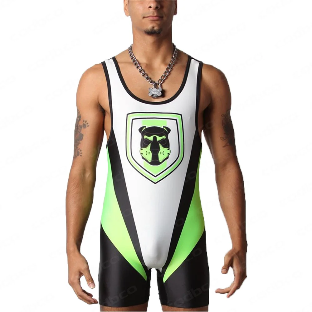 Men\'s Wrestling Singlet Suit Sexy Undershirt Leotard One Piece Sleeveles Sports Fitness Bodysuit Underwear Male Singlet Jumpsuit