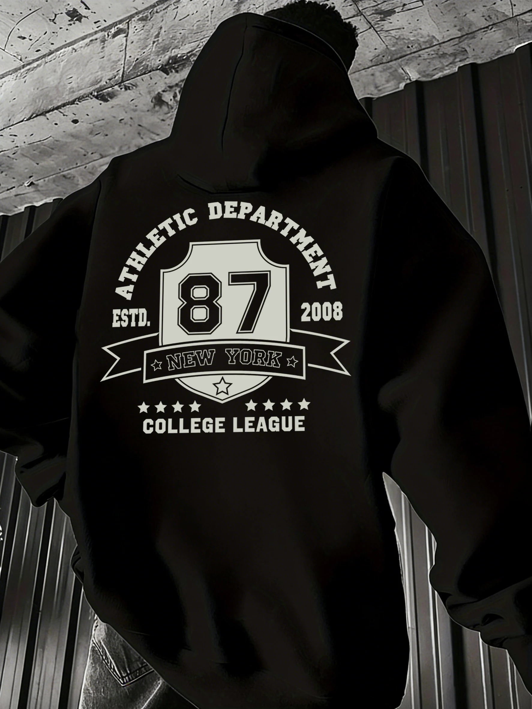 

Новая толстовка New York 87 Estd.2008 с принтом College League Letter Print, модная теплая толстовка-пуловер, повседневная свободная одежда, базовая уличная спортивная одежда
