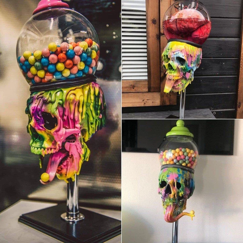 

Melted Rainbow Skull Candy Box Cookie Box Home Decoration