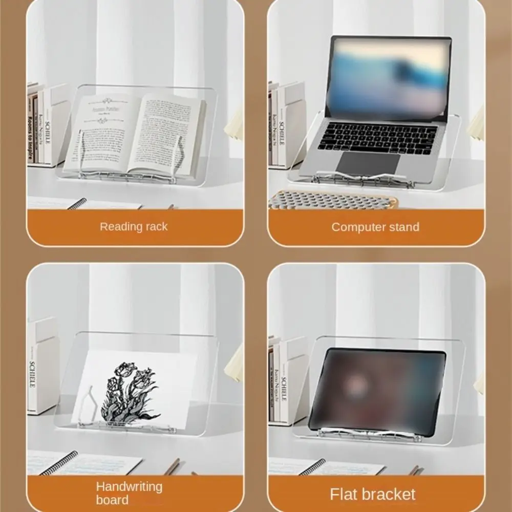 

13 Adjustable Tilt Angles Acrylic Book Stand Comfortable Reading Transparent Laptop Holder Tray Multi-Functional Anti-bending