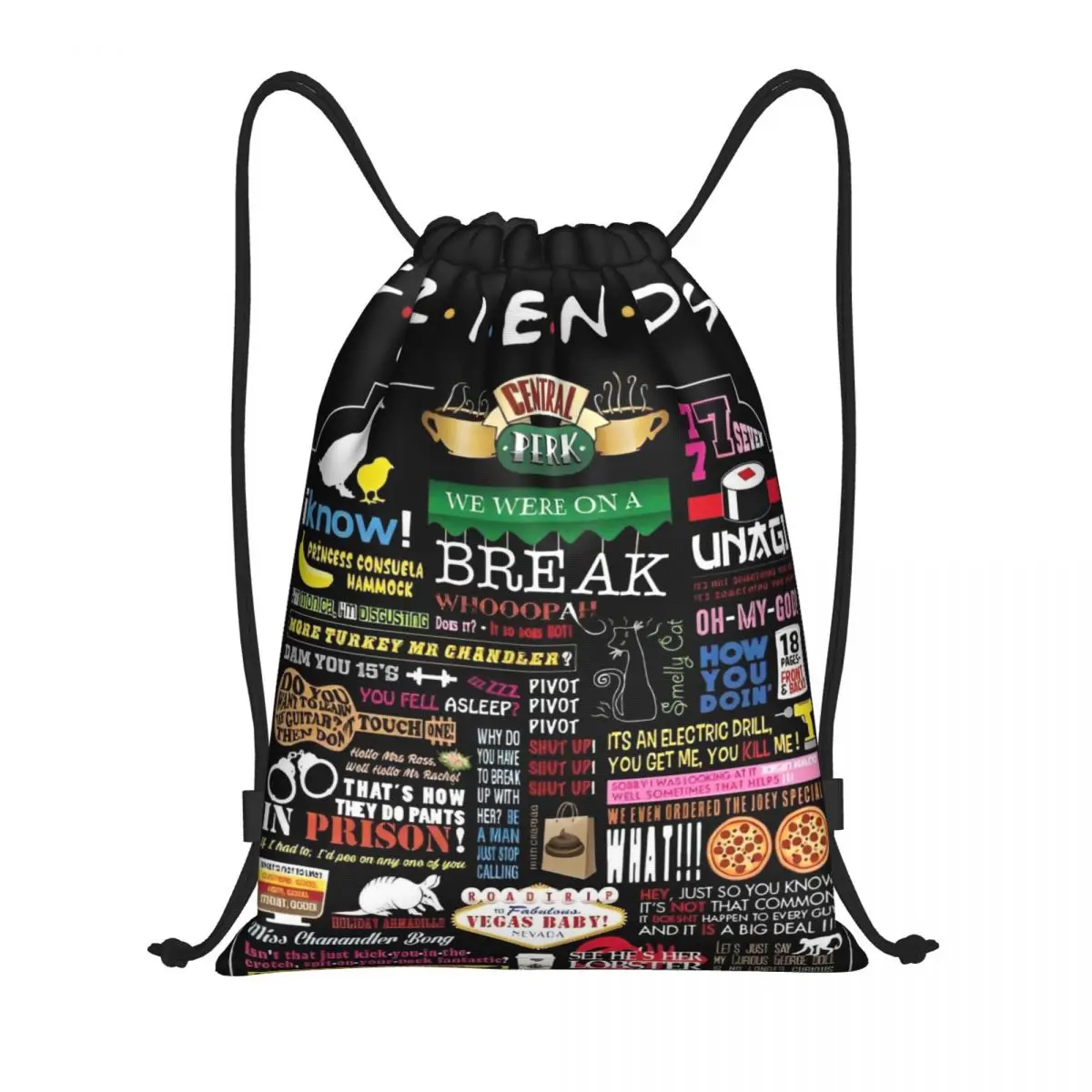 

Friends TV Show Drawstring Backpack Gym Sports Sackpack String Bag for Yoga