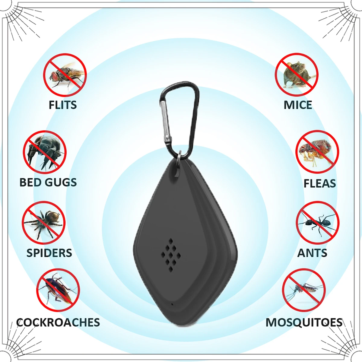 Ultrasonic Electronic Mosquito Repellent Portable Pest Insect & Fly Killer Safe for Children And Pets for Summer Camping Hiking
