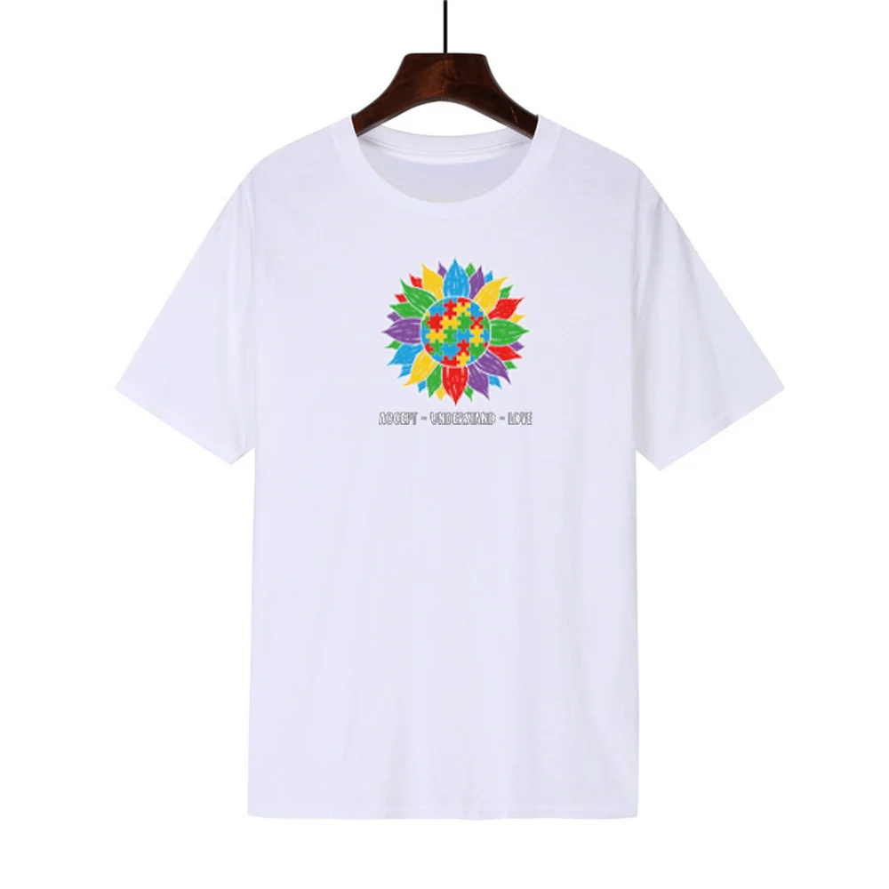 4 peice autism Heat Transfer DIY for Bag Clothes Iron on Transfers T Shirt Thermo Stickers Personalised Tops Patch flower