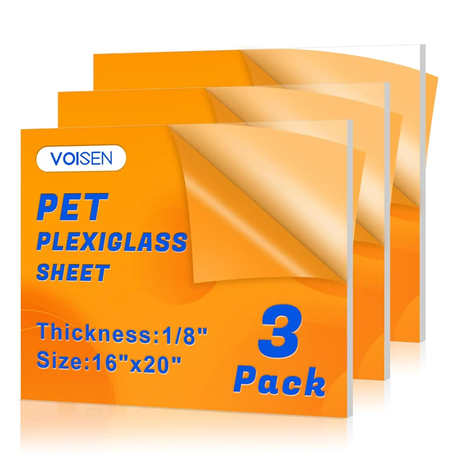 

3 Pack Plexiglass Sheets 1/8 Inch Thick, 16x20 Clear Plastic Panels for Crafts, Signs, Display Cases, Sneeze Guard, Cut with