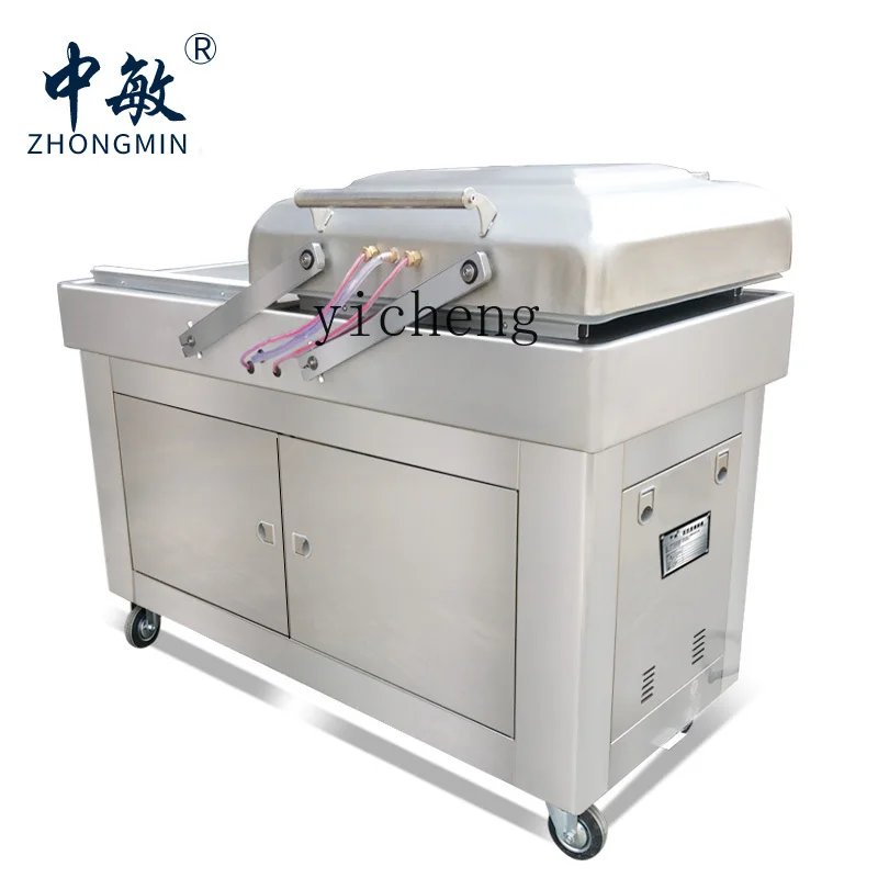 Mesin pengemas vakum ZZ, makanan komersial otomatis, makanan matang, mesin penyegel batu bata beras desktop besar yang basah dan kering