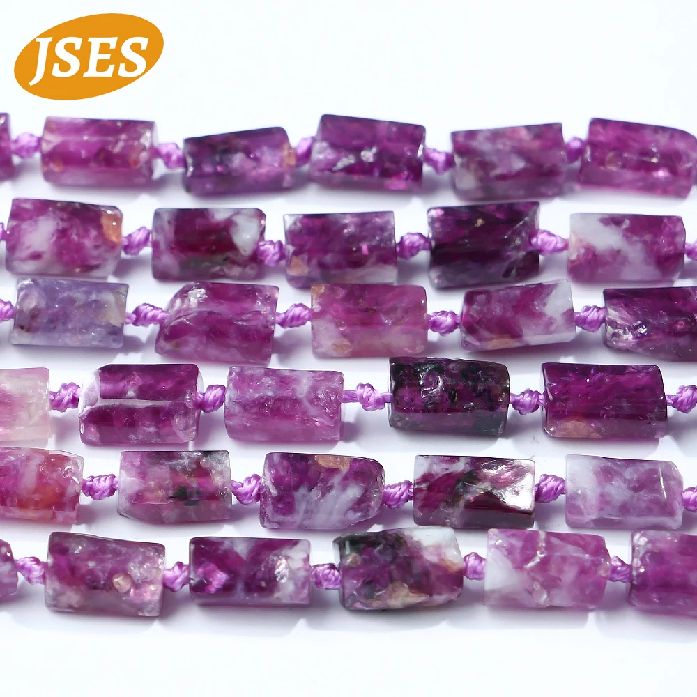 AA Natural Stone Beads Purple Lepidolite Column Shape Spacer Loose Beads For Jewelry Making DIY Bracelet Strand 15 Inches