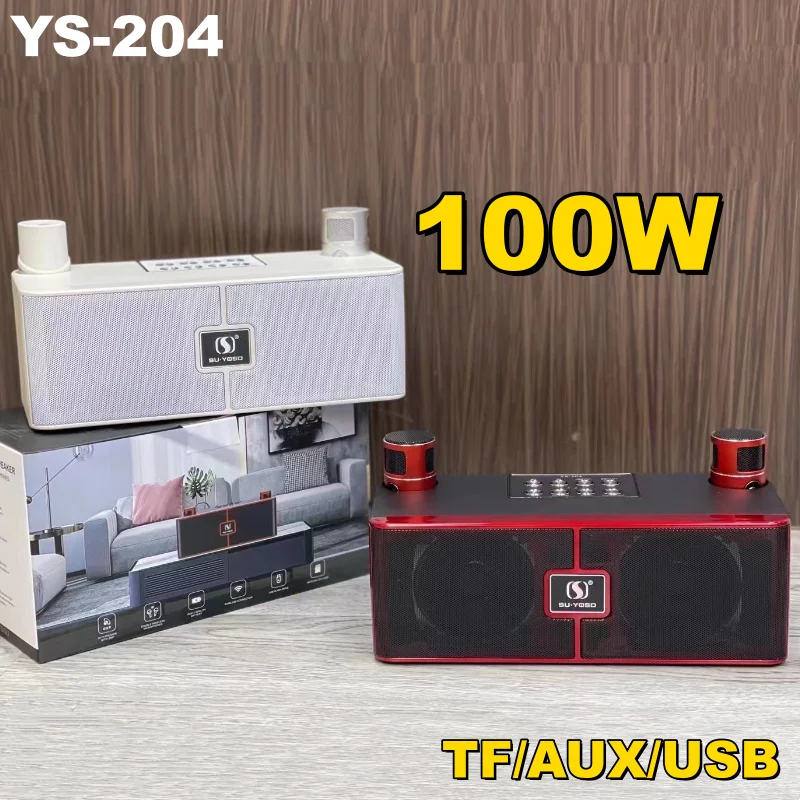 

100W Powerful Wireless Portable Dual Microphone Bluetooth Sound Outdoor Family Party Karaoke Subwoofer Boom Box with Microphone