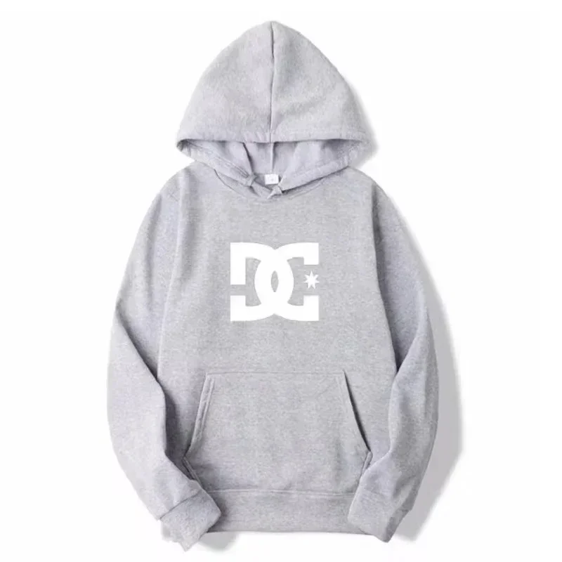 Moletom com Capuz DC Letter para Homens e Mulheres, Moda Simples, Manga Longa, Tendência de Rua para Outono e Inverno, Moletom Grande para Academia