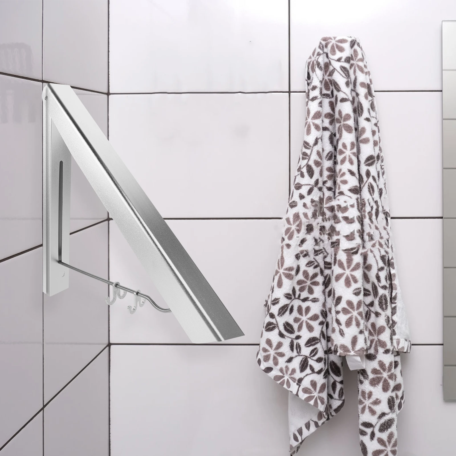 

Wall Mount Drying Rack Foldable Clothes Hanger Laundry Storage Aluminum Wear Resistant Easy Clean Home Use Washroom