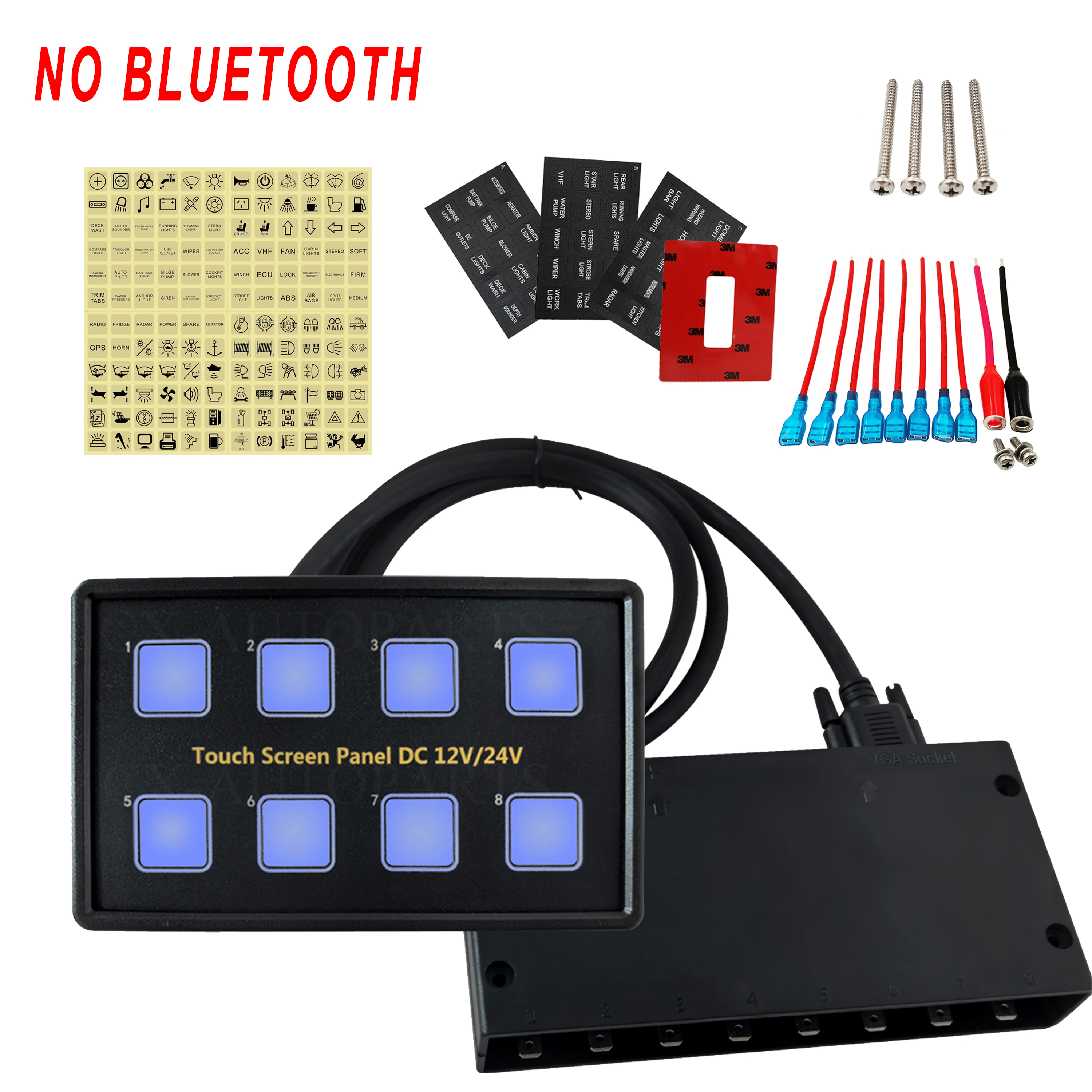 8 Gang Touch Switch Panel 12V-24V Universal Membrane Control IP68 Waterproof LED Light Display for Car Boat Yachts Replacements