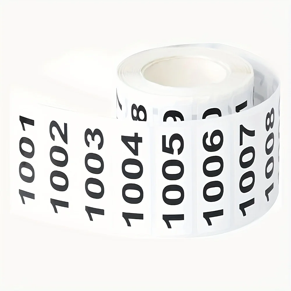 2 rolls 0001-1000 self-adhesive numbered labels, used for storing and organizing packing boxes stickers, serial number stickers