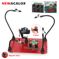 NEWACALOX Soldering Third Hand Tool PCB Holder with Magnetic 4Pcs Flexible Arms Crafts Jewelry Welding Workshop Helping Station