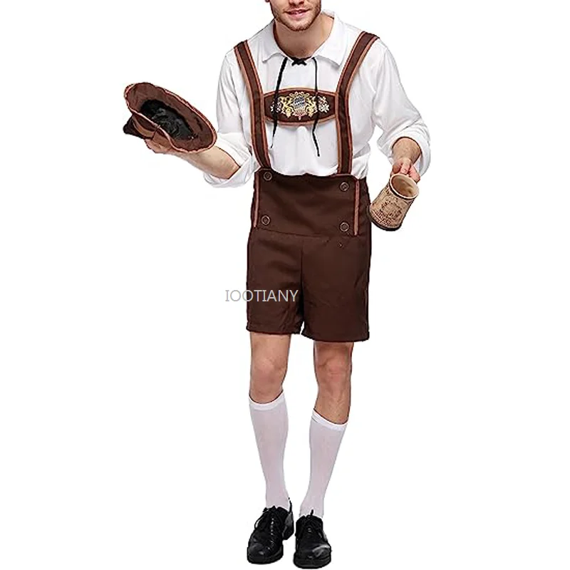 

2024 Bavarian Men's Beer Costumes Munich Oktoberfest Costume German Halloween Adult Carnival Stage Performance Clothes