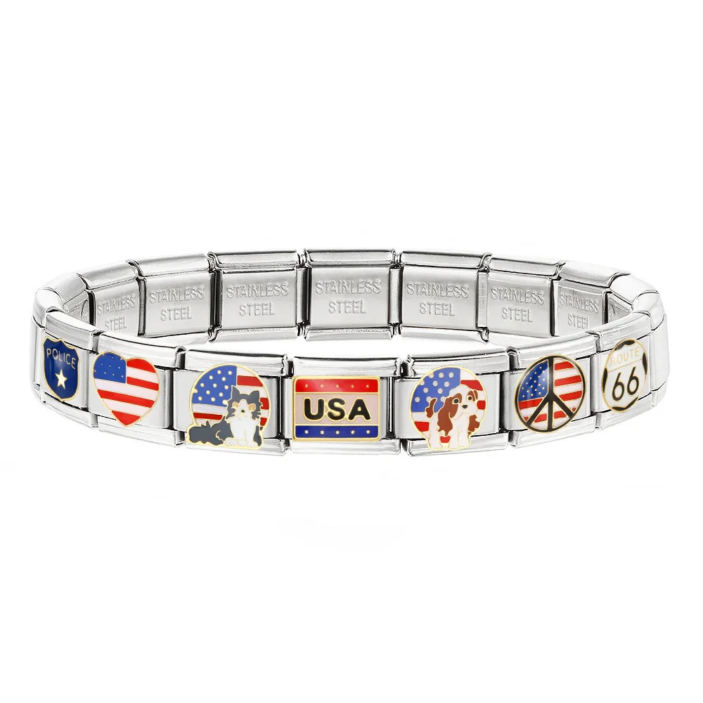 1 Stück New York USA Welt ​ Route Fashion Italienische Elastische Charm-Verbindungsstücke Passend für 9mm Edelstahl-Armbänder DIY Trendiger Schmuck – Detail 2