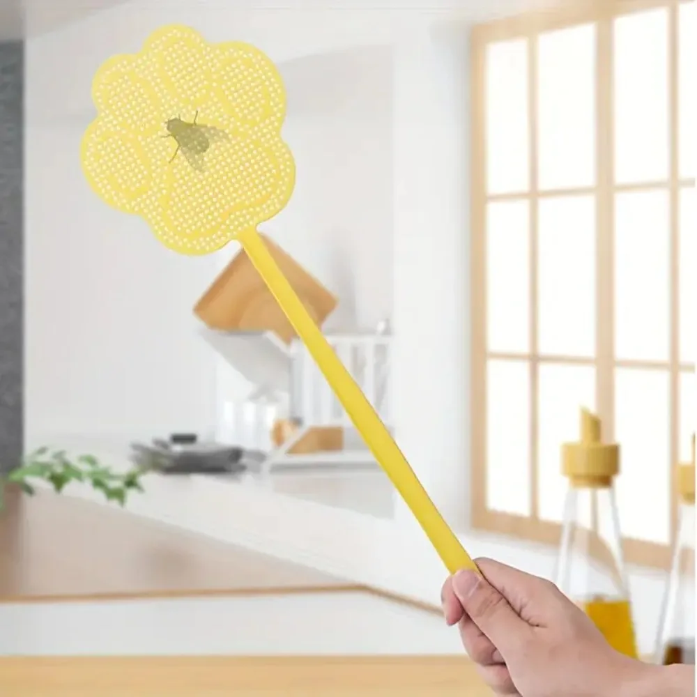 

5 шт., пластиковая утолщенная мухобойка с изображением комаров, мультяшная милая мухобойка с длинной ручкой, гибкая ракетка для мух для дома