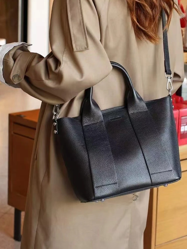 

Большая сумка из воловьей кожи с верхним слоем, женская сумка через плечо из мягкой кожи Briti Sle Color Faion Bag